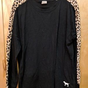Long sleeve PINK black shirt with cheetah accent